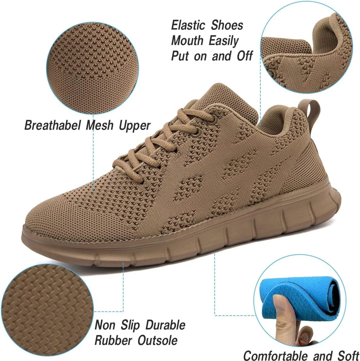 Mens Running Shoes Slip On Sneakers Walking Tennis Gym Athletic Sports Fashion Casual Breathable Shoes