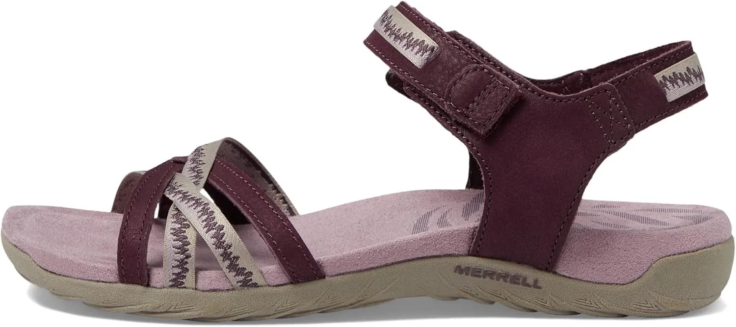 Merrell Terran 3 Cush Cross Sandals for Women - Nubuck Leather, Webbing Upper, and Hook-Loop Closure