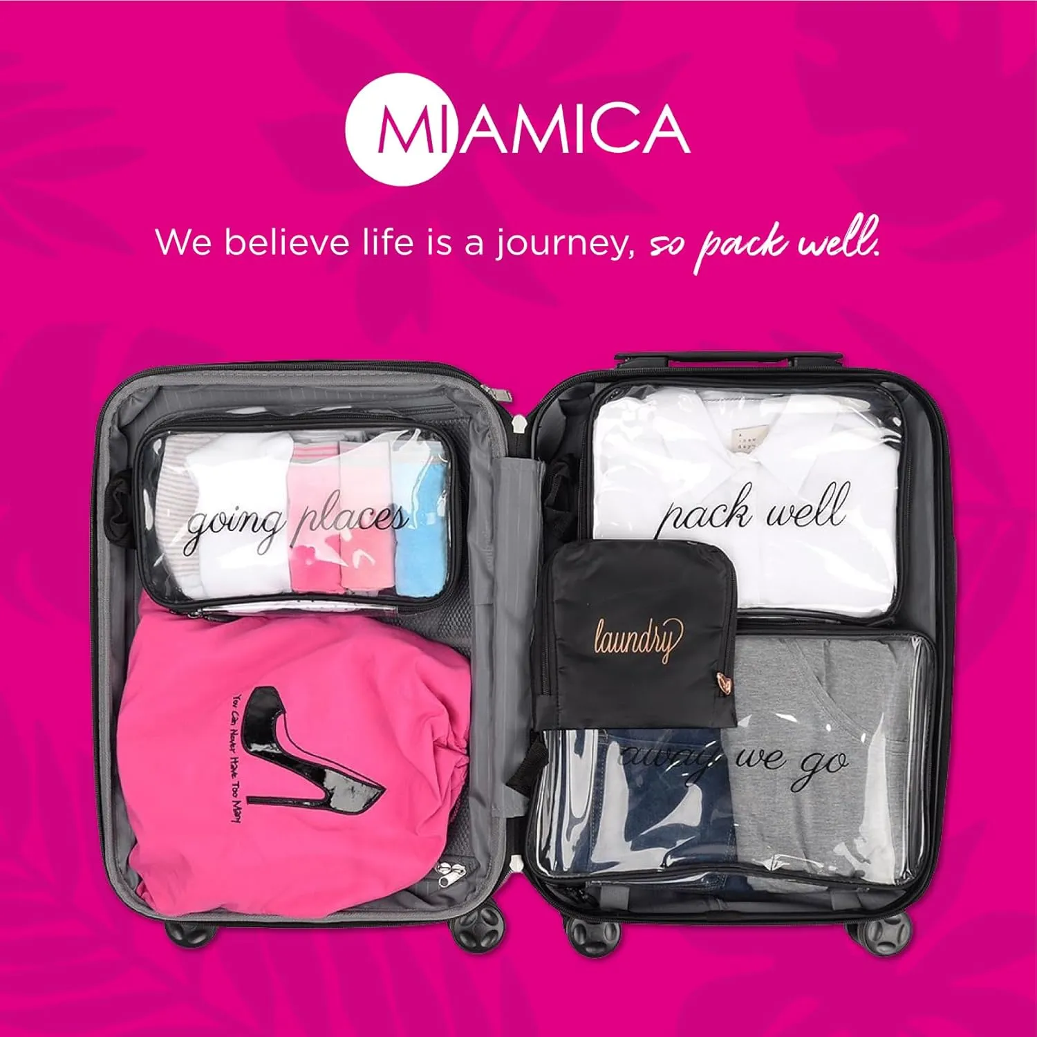 Miamica Women's Resealable Toiletry Bag & Travel Packing Organizers