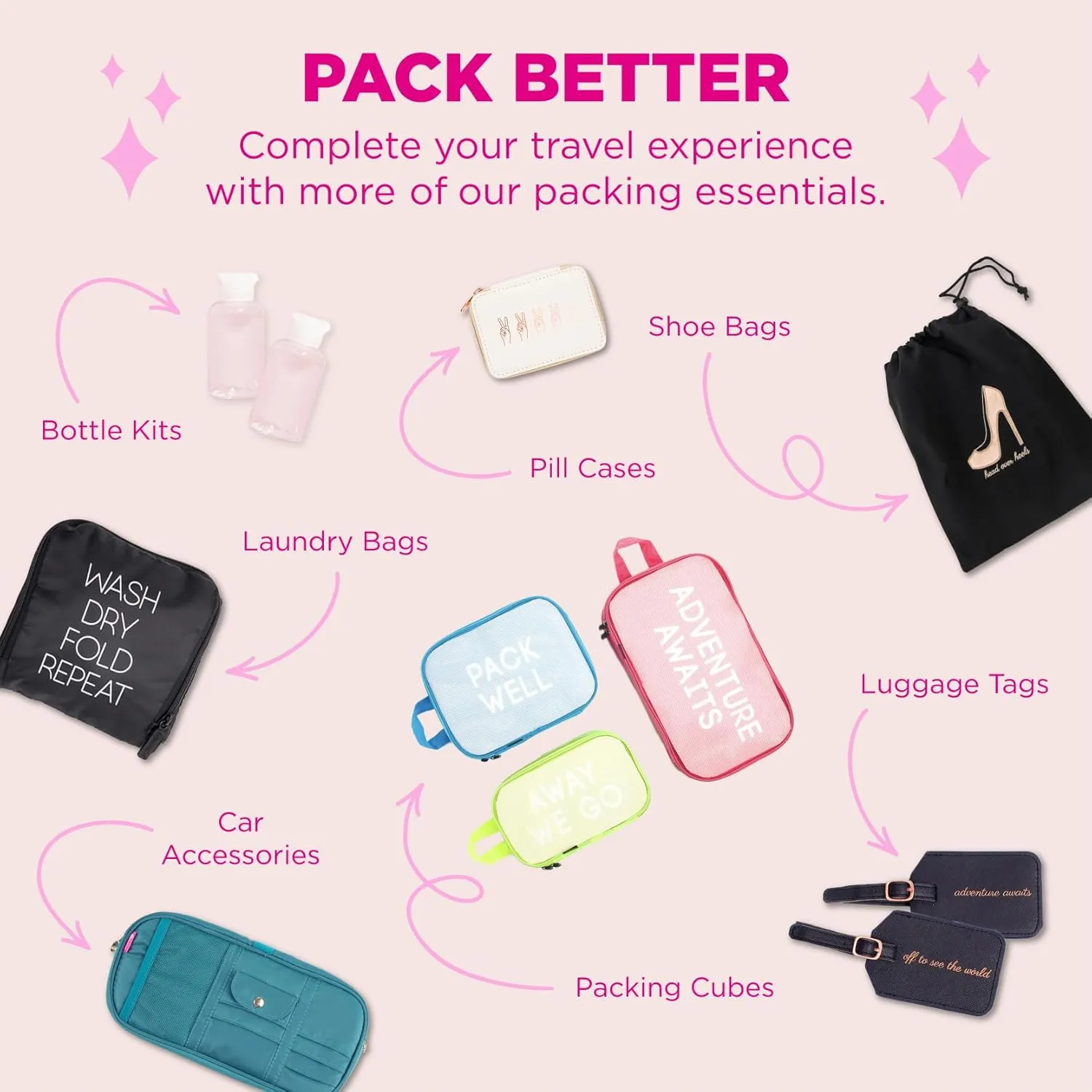 Miamica Women's Resealable Toiletry Bag & Travel Packing Organizers