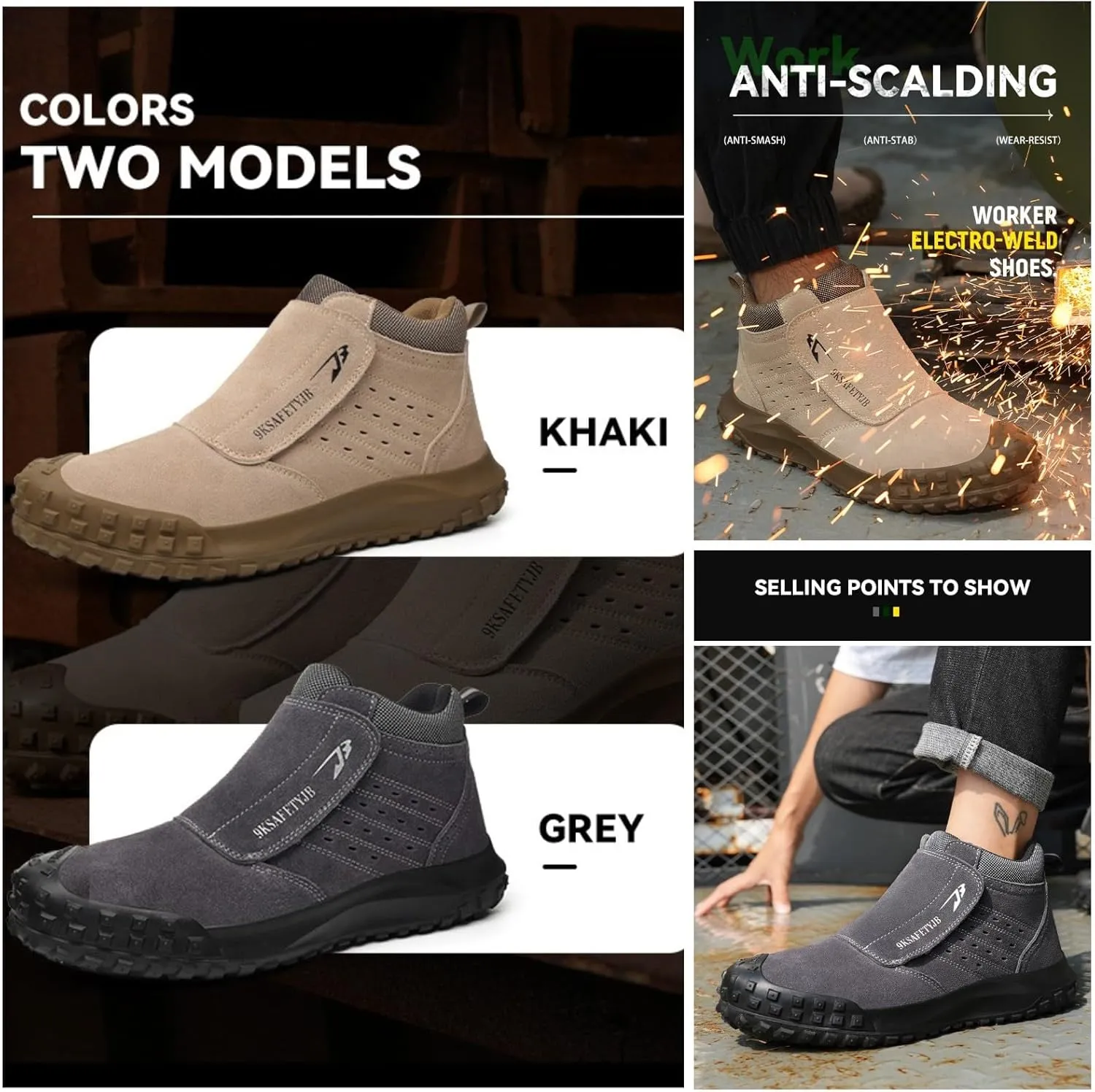 Micoklinlin Steel Toe Welding Shoes for Men Anti-Scald Safety Shoes for Work Breathable Non-Slip Puncture Proof Work Boots