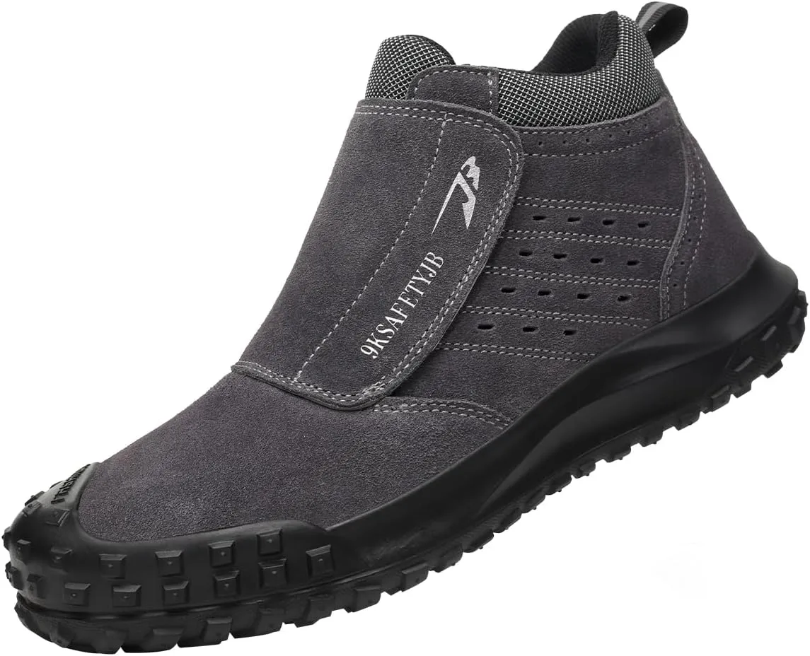 Micoklinlin Steel Toe Welding Shoes for Men Anti-Scald Safety Shoes for Work Breathable Non-Slip Puncture Proof Work Boots