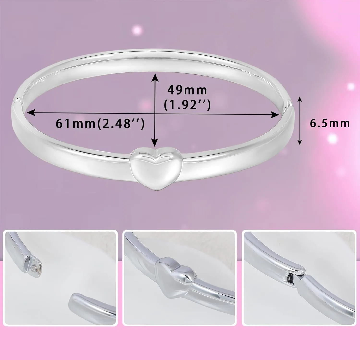 MILAKOO Heart Teardrop Stainless Steel Bangle Bracelet for Women Twist Eternity Love Chunky Cuff Valentine's Gifts