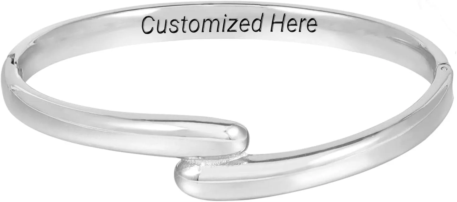 MILAKOO Heart Teardrop Stainless Steel Bangle Bracelet for Women Twist Eternity Love Chunky Cuff Valentine's Gifts