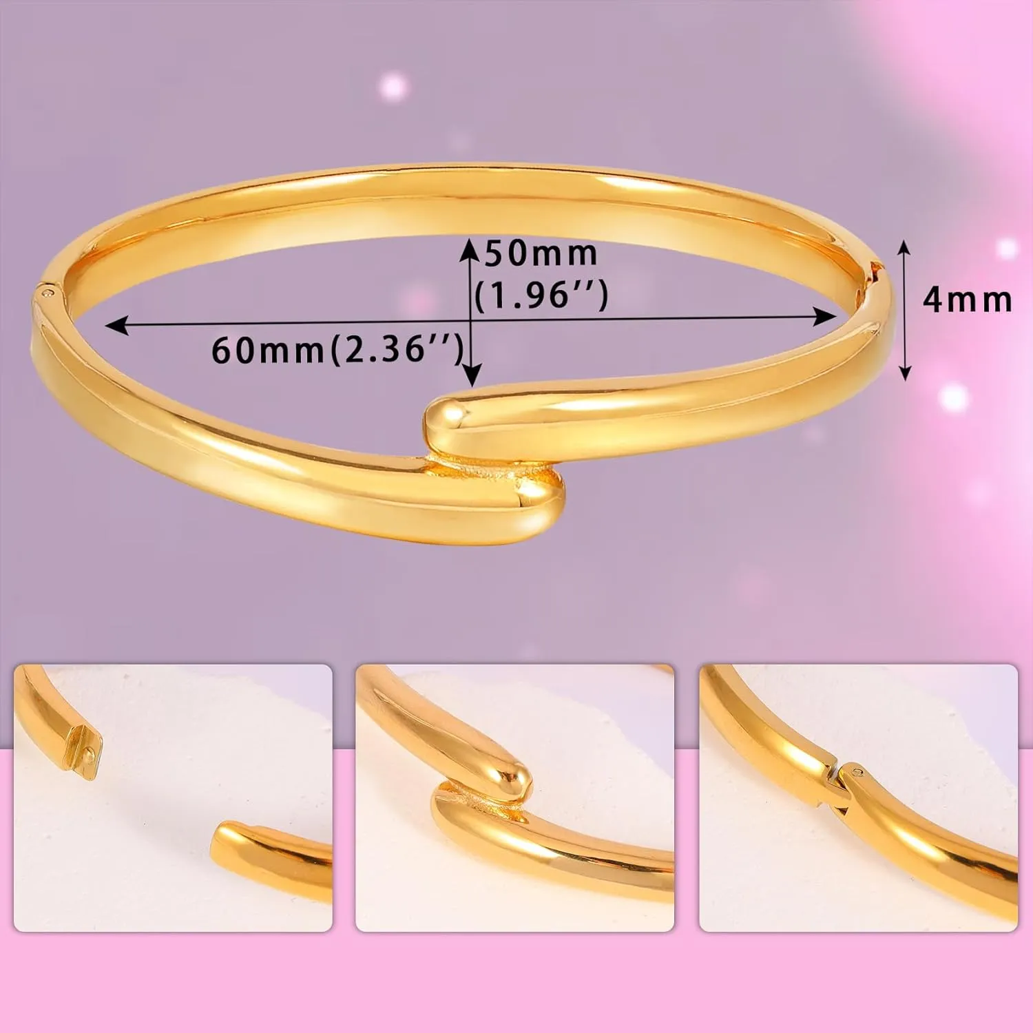 MILAKOO Heart Teardrop Stainless Steel Bangle Bracelet for Women Twist Eternity Love Chunky Cuff Valentine's Gifts