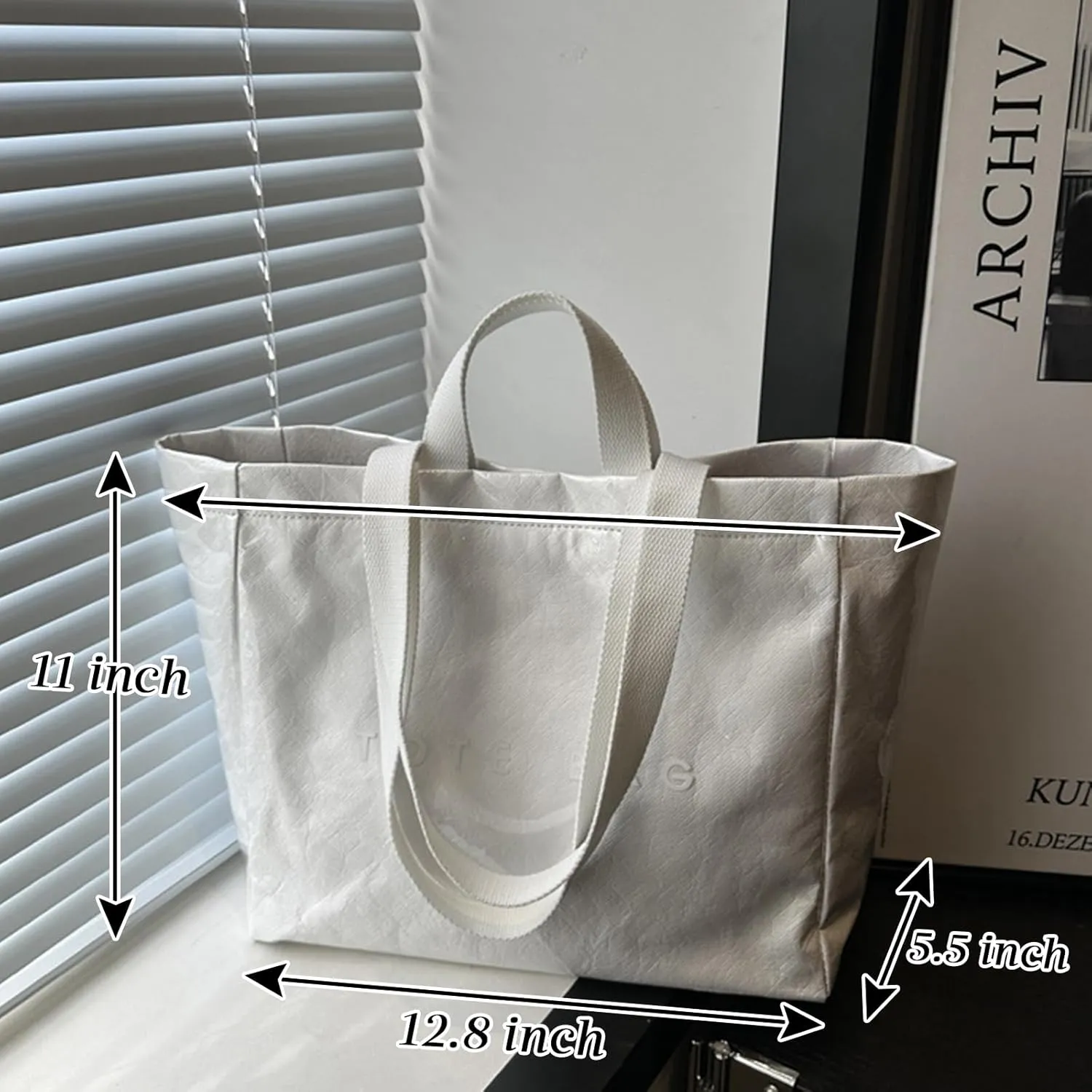 MINGRI Large Tote Bags for Women PVC Clear Totes Bag Plastic Carry All Bag Kraft Paper Shoulder Handbag Hobo for Work Travel