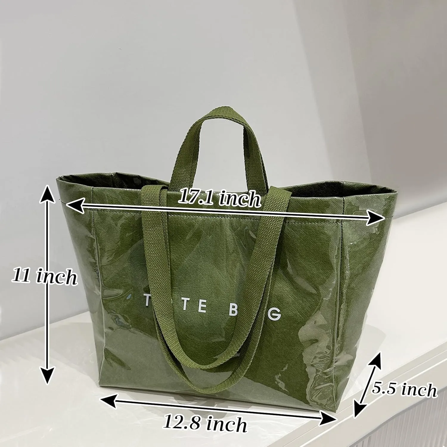 MINGRI Large Tote Bags for Women PVC Clear Totes Bag Plastic Carry All Bag Kraft Paper Shoulder Handbag Hobo for Work Travel
