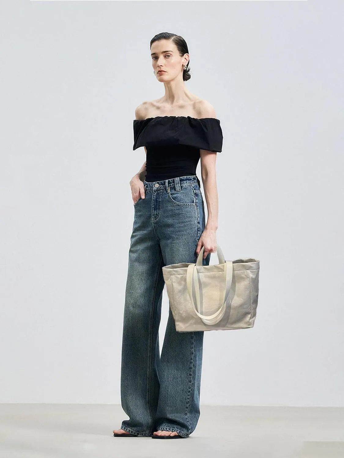 MINGRI Large Tote Bags for Women PVC Clear Totes Bag Plastic Carry All Bag Kraft Paper Shoulder Handbag Hobo for Work Travel