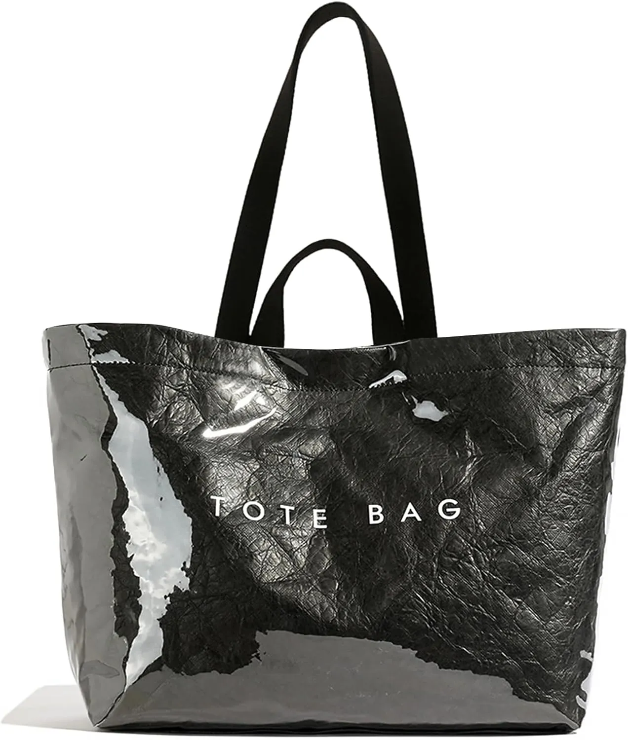 MINGRI Large Tote Bags for Women PVC Clear Totes Bag Plastic Carry All Bag Kraft Paper Shoulder Handbag Hobo for Work Travel