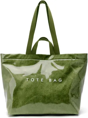 MINGRI Large Tote Bags for Women PVC Clear Totes Bag Plastic Carry All Bag Kraft Paper Shoulder Handbag Hobo for Work Travel