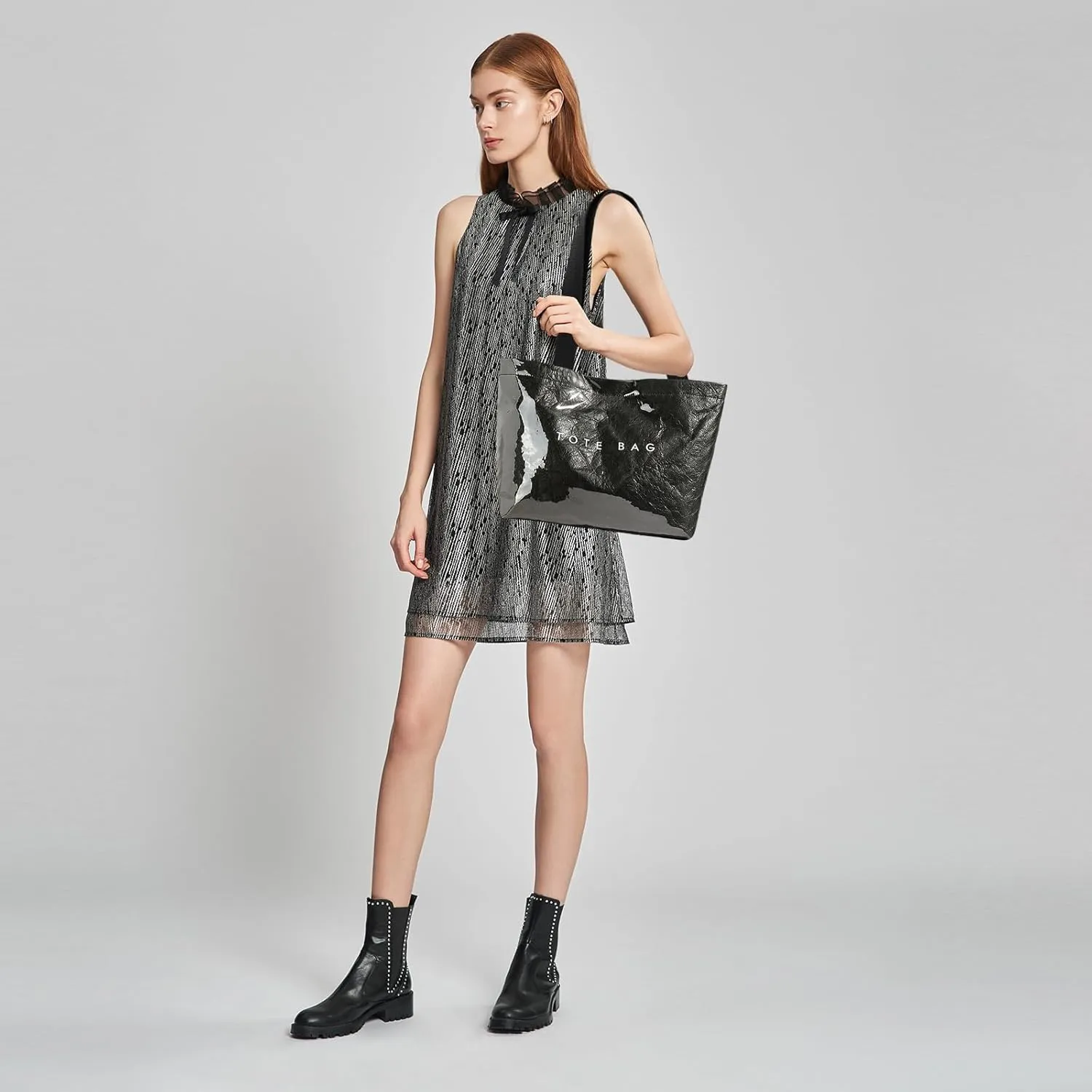 MINGRI Large Tote Bags for Women PVC Clear Totes Bag Plastic Carry All Bag Kraft Paper Shoulder Handbag Hobo for Work Travel