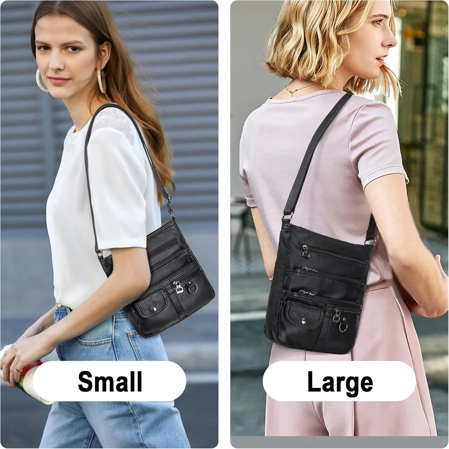 MINICAT Crossbody Purses for Women Multi Pocket Crossbody Bag Soft Leather Cross Body bag for Woman Small Shoulder Bags