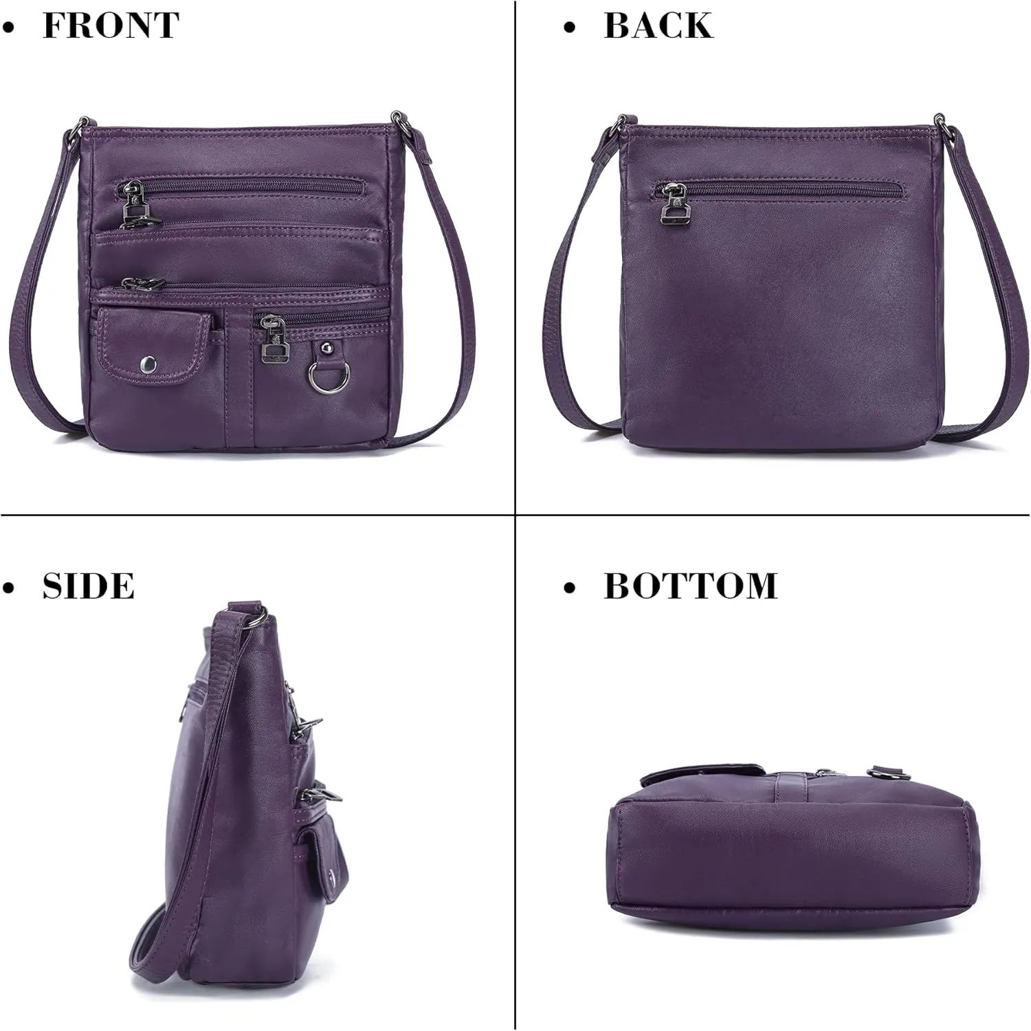 MINICAT Crossbody Purses for Women Multi Pocket Crossbody Bag Soft Leather Cross Body bag for Woman Small Shoulder Bags