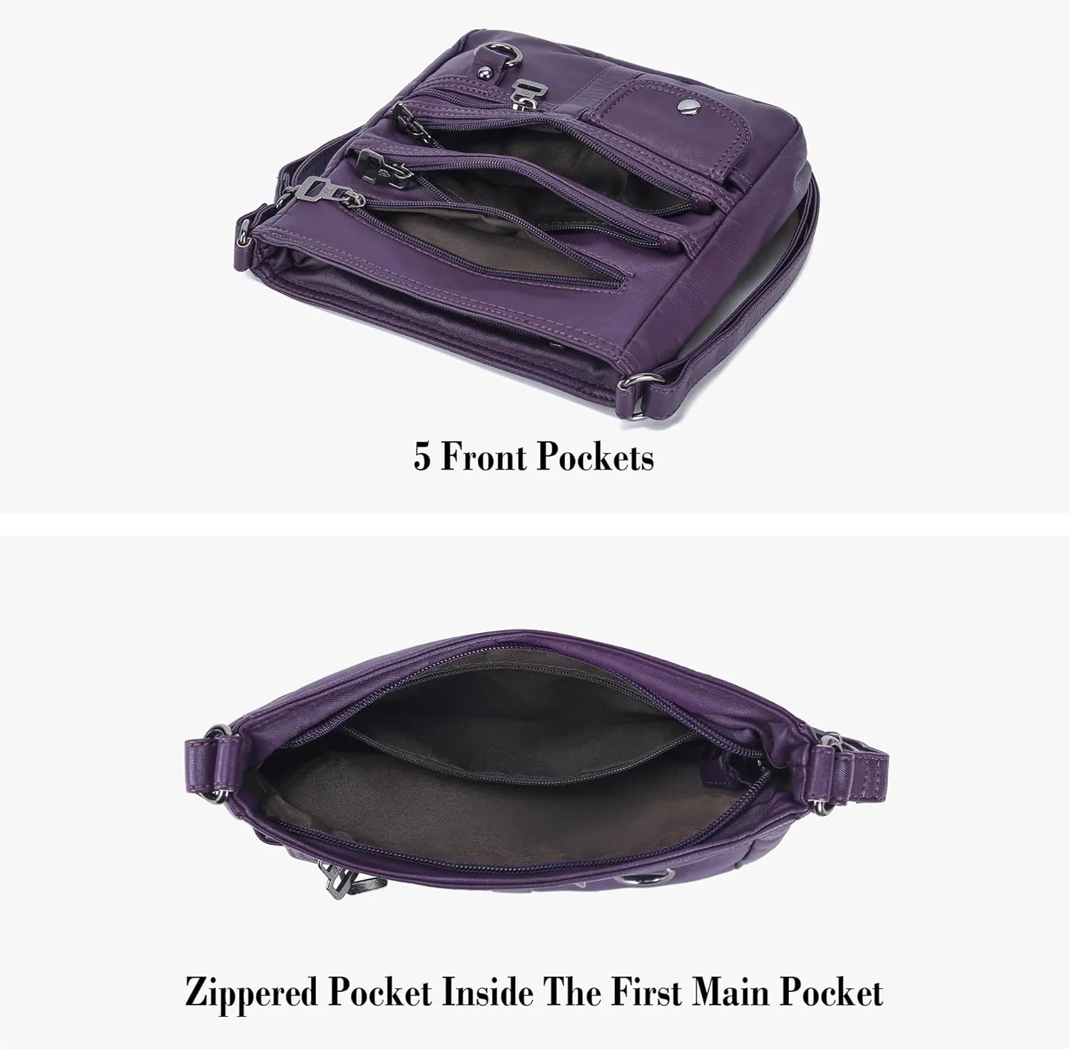 MINICAT Crossbody Purses for Women Multi Pocket Crossbody Bag Soft Leather Cross Body bag for Woman Small Shoulder Bags