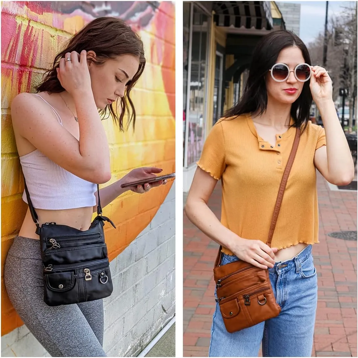 MINICAT Crossbody Purses for Women Multi Pocket Crossbody Bag Soft Leather Cross Body bag for Woman Small Shoulder Bags