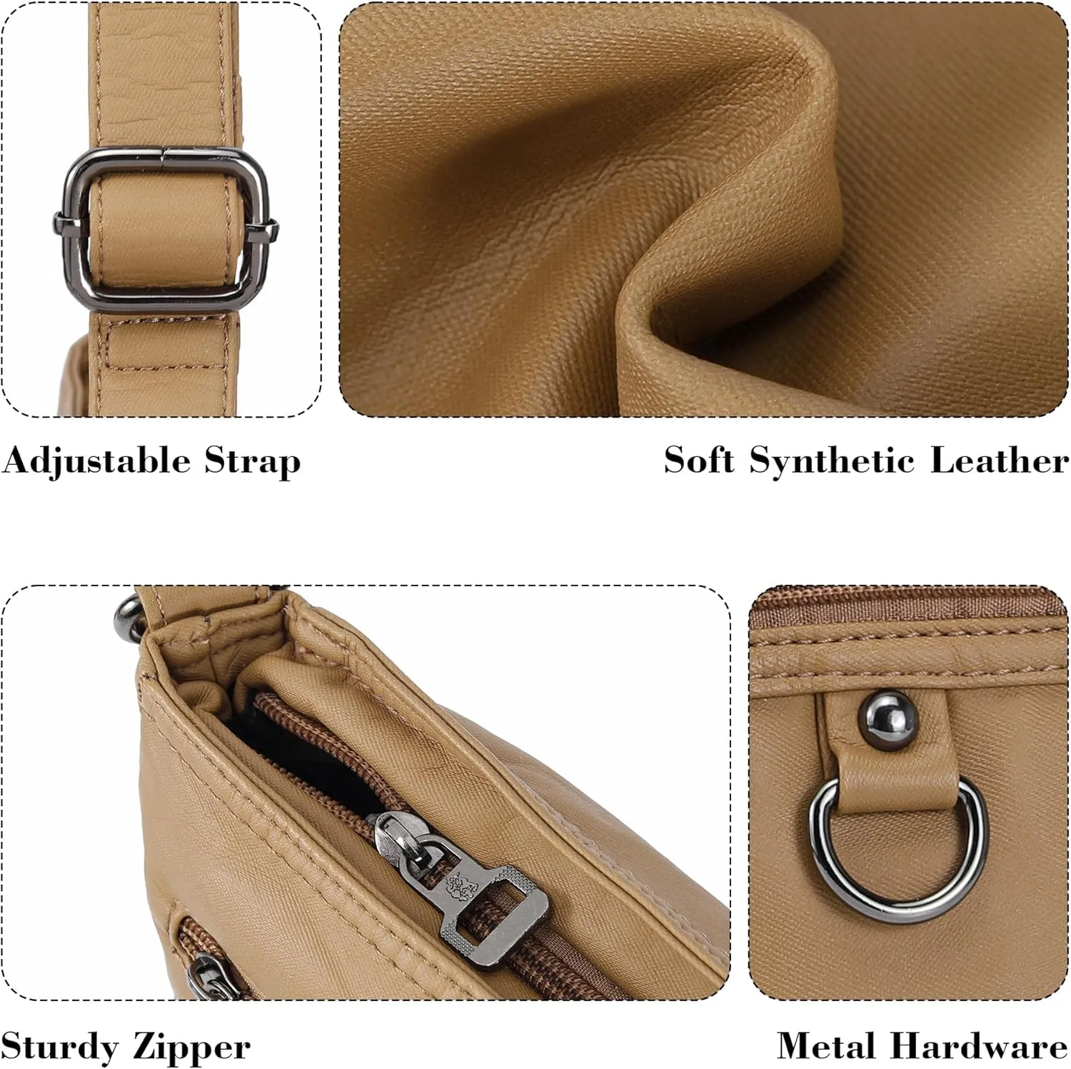 MINICAT Crossbody Purses for Women Multi Pocket Crossbody Bag Soft Leather Cross Body bag for Woman Small Shoulder Bags