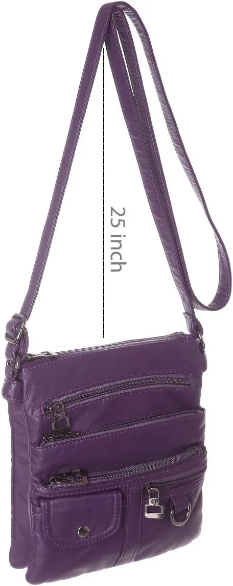 MINICAT Crossbody Purses for Women Multi Pocket Crossbody Bag Soft Leather Cross Body bag for Woman Small Shoulder Bags