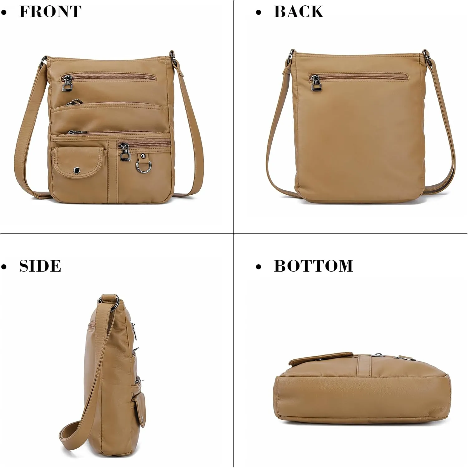 MINICAT Crossbody Purses for Women Multi Pocket Crossbody Bag Soft Leather Cross Body bag for Woman Small Shoulder Bags