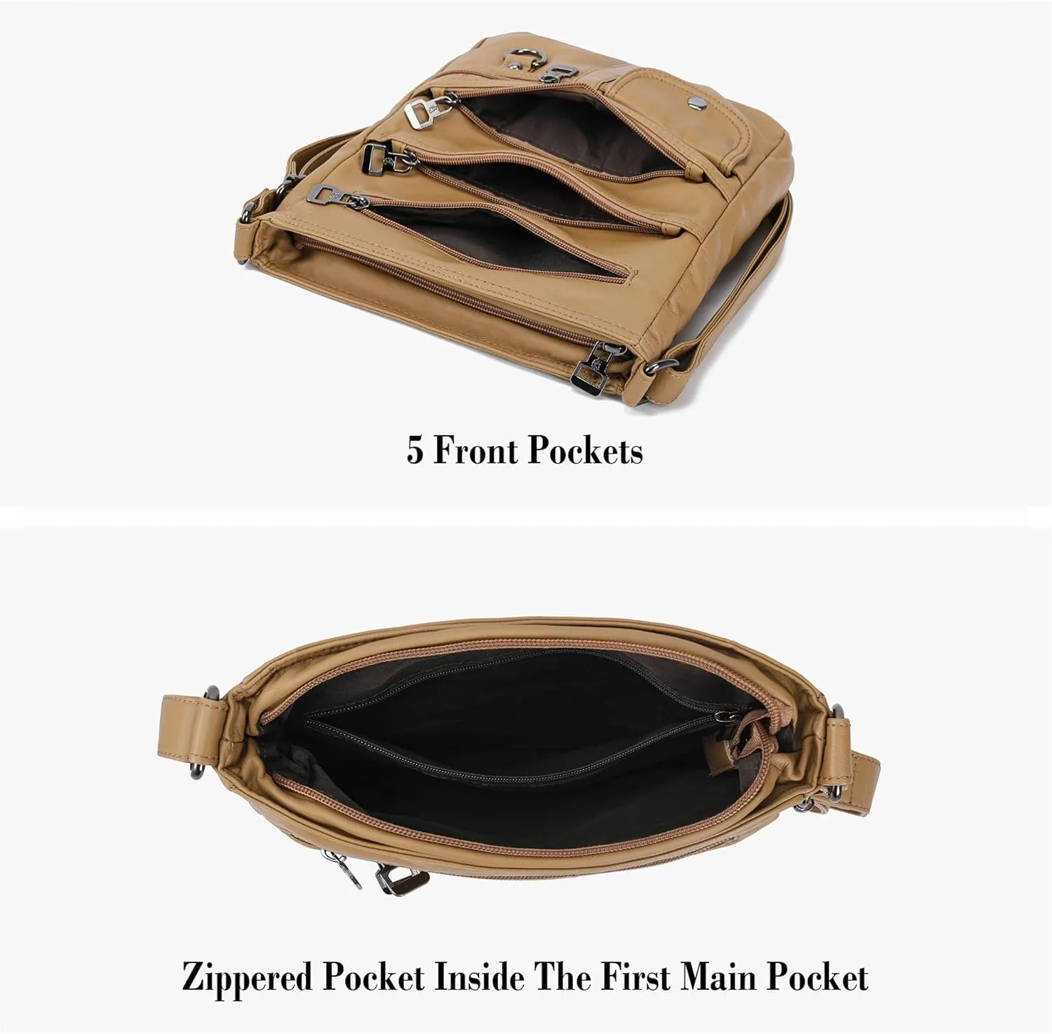 MINICAT Crossbody Purses for Women Multi Pocket Crossbody Bag Soft Leather Cross Body bag for Woman Small Shoulder Bags