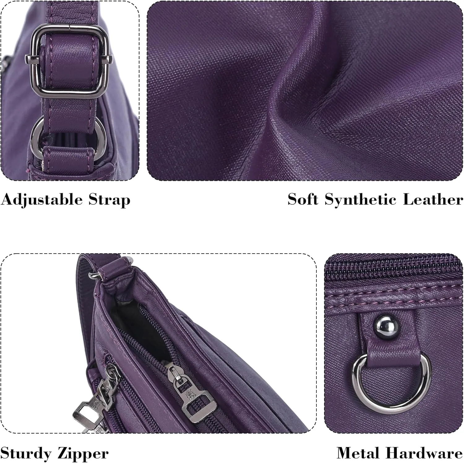 MINICAT Crossbody Purses for Women Multi Pocket Crossbody Bag Soft Leather Cross Body bag for Woman Small Shoulder Bags