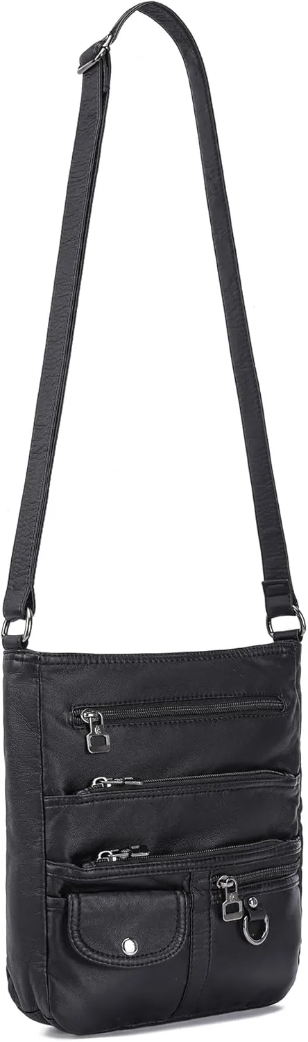 MINICAT Crossbody Purses for Women Multi Pocket Crossbody Bag Soft Leather Cross Body bag for Woman Small Shoulder Bags