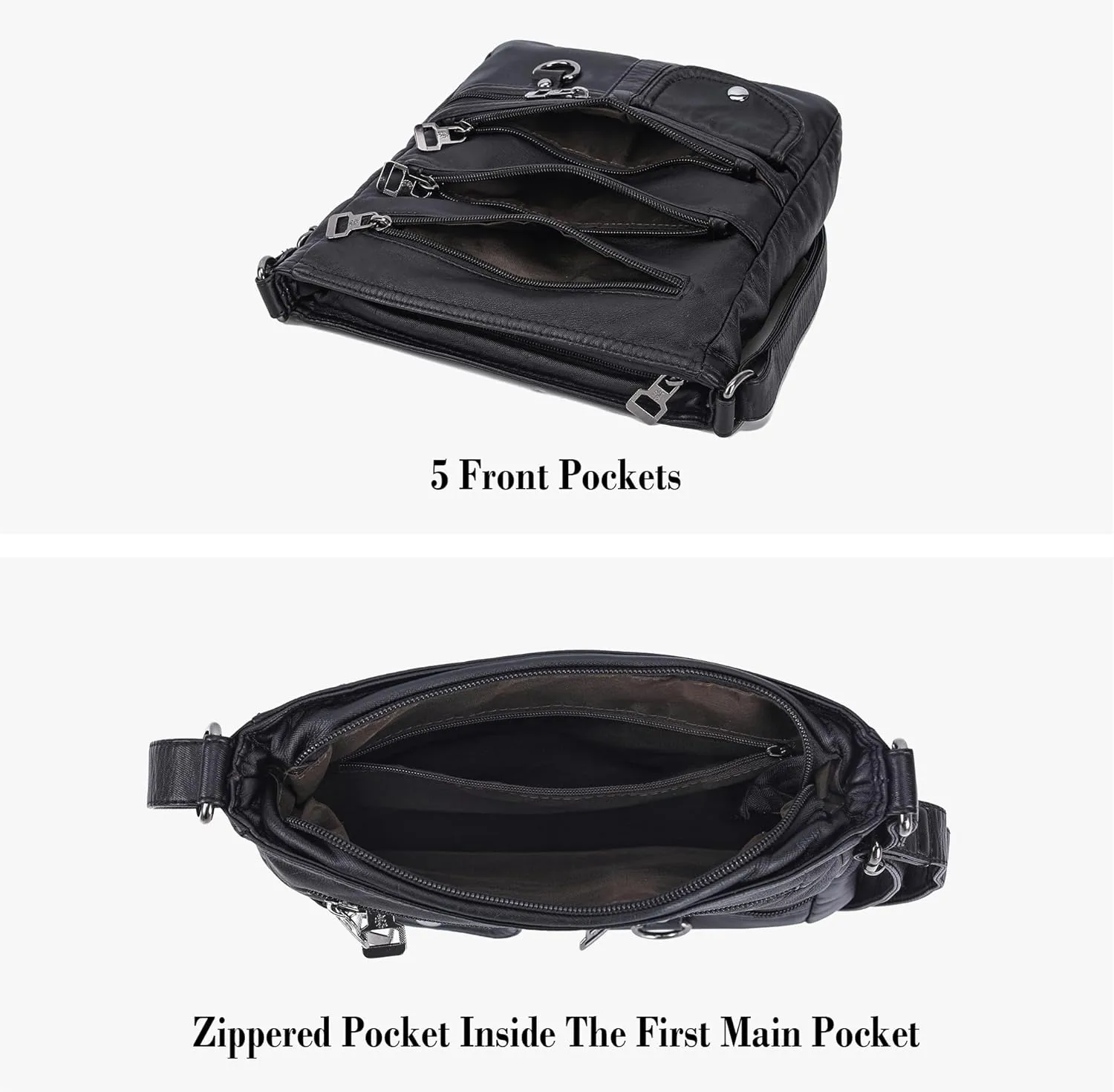 MINICAT Crossbody Purses for Women Multi Pocket Crossbody Bag Soft Leather Cross Body bag for Woman Small Shoulder Bags