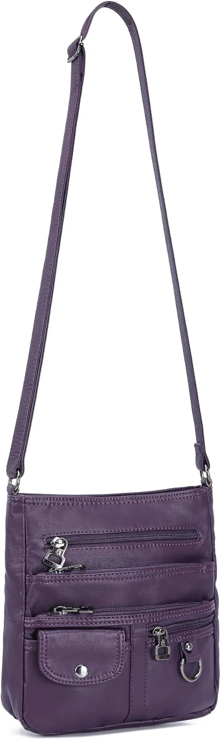 MINICAT Crossbody Purses for Women Multi Pocket Crossbody Bag Soft Leather Cross Body bag for Woman Small Shoulder Bags