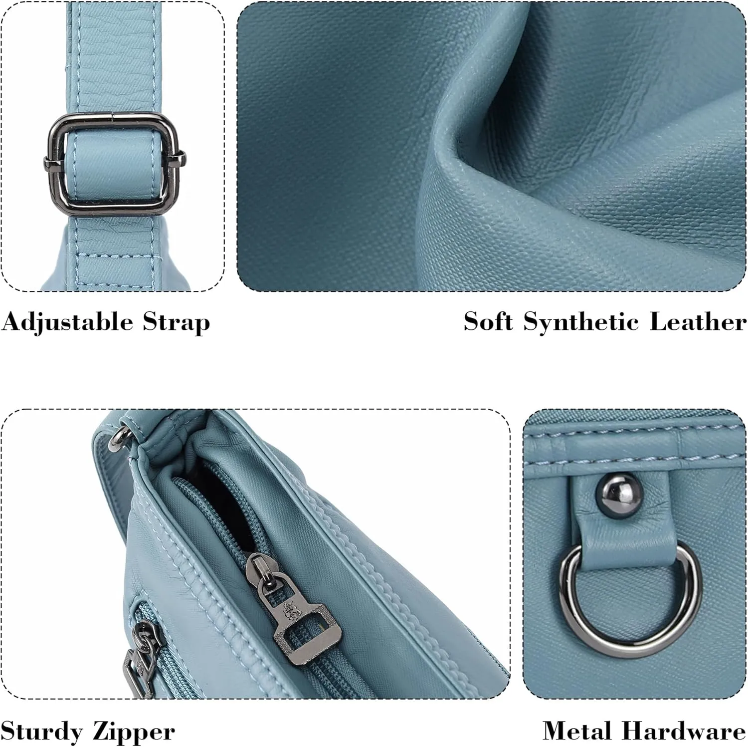 MINICAT Crossbody Purses for Women Multi Pocket Crossbody Bag Soft Leather Cross Body bag for Woman Small Shoulder Bags