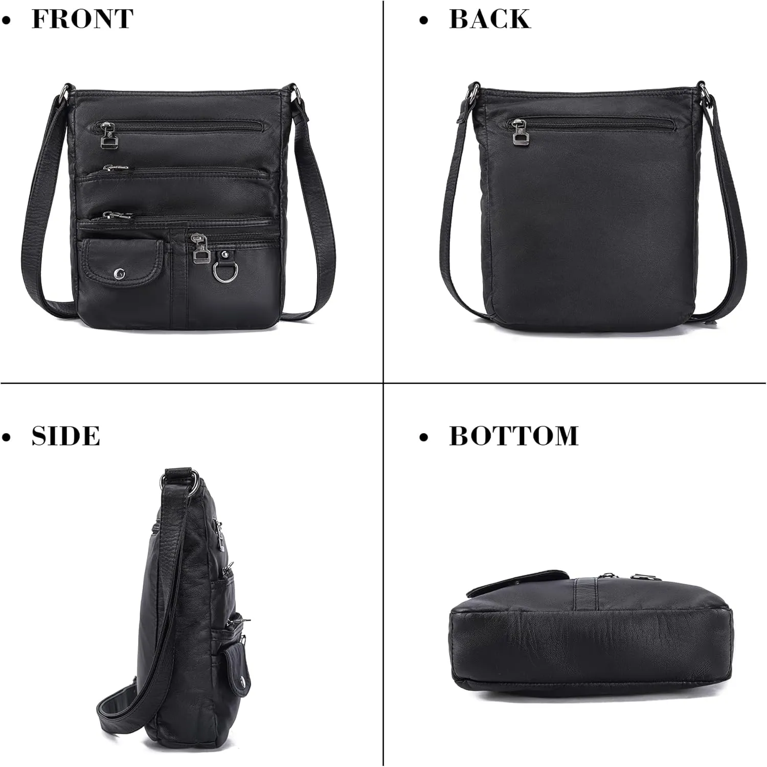 MINICAT Crossbody Purses for Women Multi Pocket Crossbody Bag Soft Leather Cross Body bag for Woman Small Shoulder Bags
