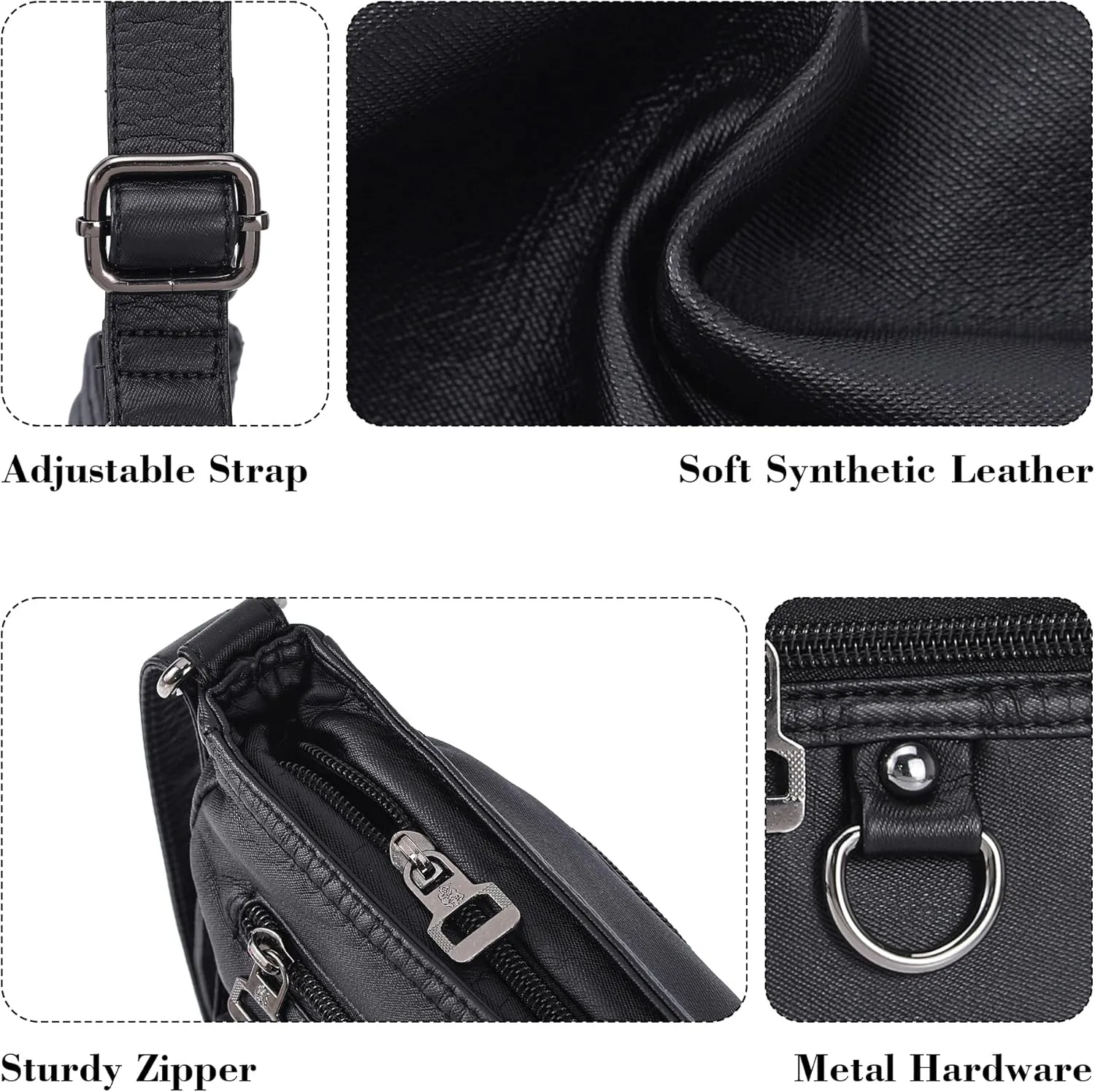 MINICAT Crossbody Purses for Women Multi Pocket Crossbody Bag Soft Leather Cross Body bag for Woman Small Shoulder Bags