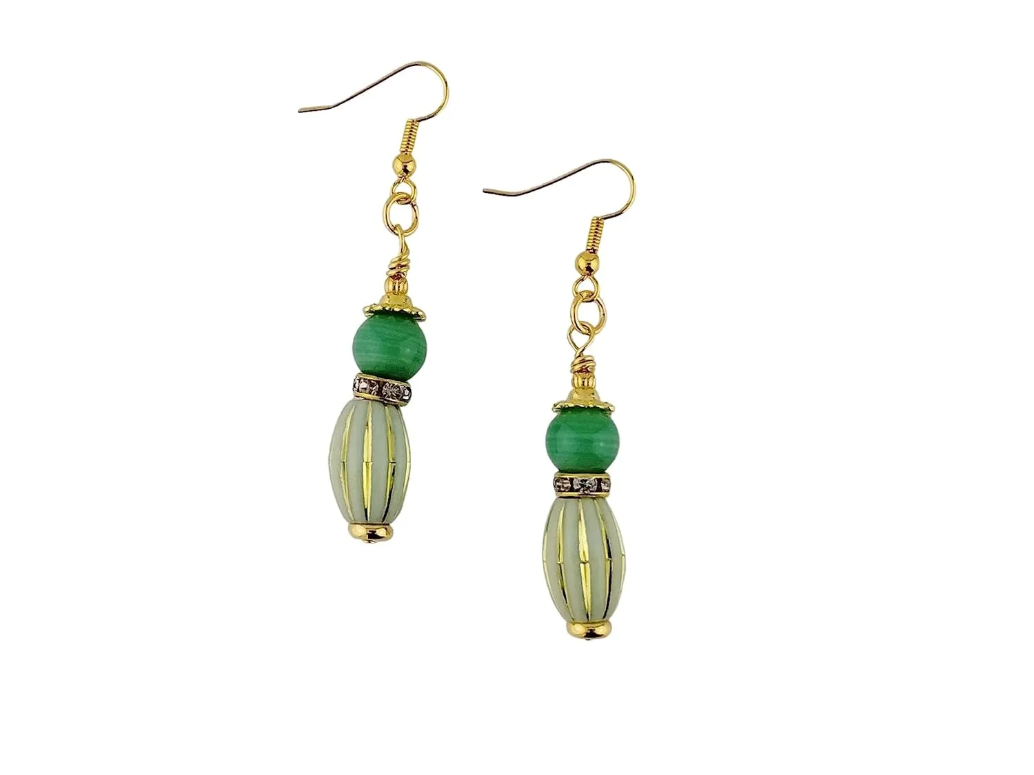 Mint & Pistachio Green Dangles - Nickel Free Earrings - Gold Plated Jewelry - Boho Style - Feminine Lightweight Drops