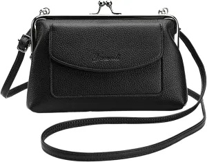 Multi Pocket Shoulder Bags for Woman Fabric Nylon Multi Pocket Crossbody Bags Carry on Bag for Airplanes Women(Black)