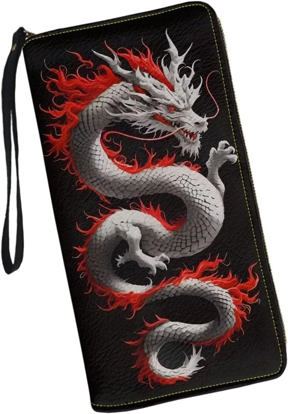 Mumeson Asian Dragon PU Leather Wallet for Men, Portable Clutch Coin Purse with Zipper Wristlet Coin Case Wallet Casual Travel Mini Handbags
