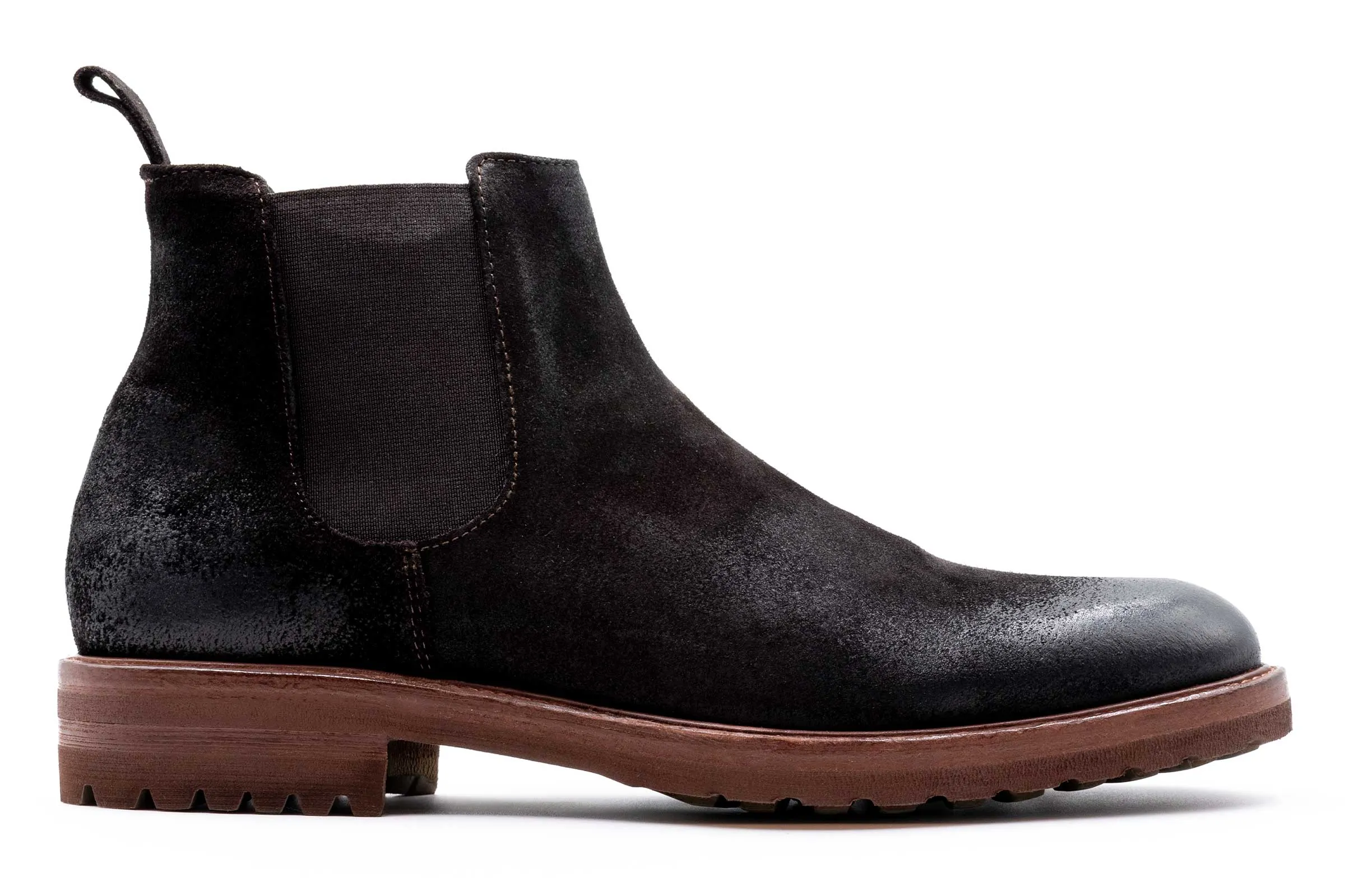 Napoli Italian Suede Chelsea Boots - Black Walnut