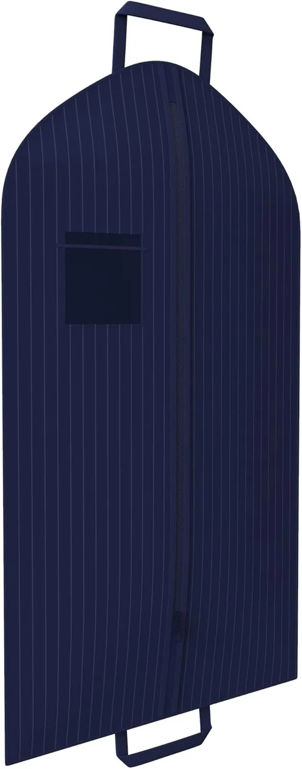 Navy Pinstriped Suit Garment Travel Bags 3 Pack With ID Tag Window - 40" X 24"