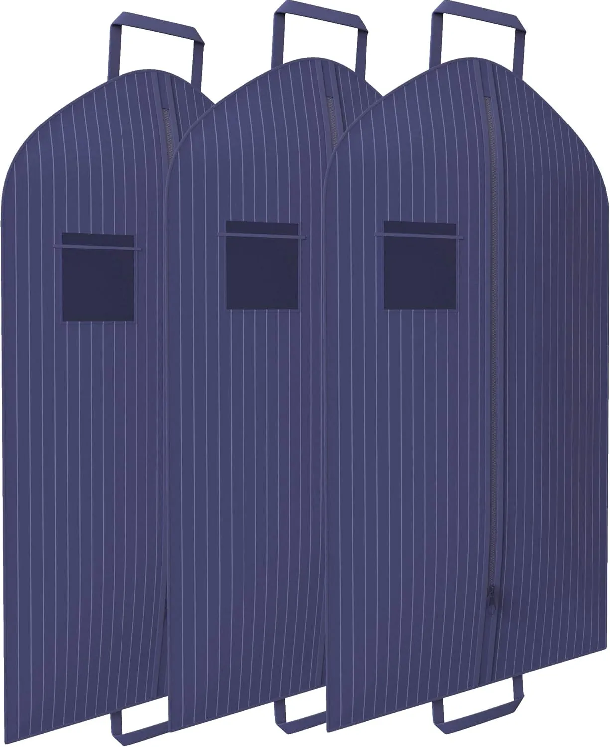 Navy Pinstriped Suit Garment Travel Bags 3 Pack With ID Tag Window - 40" X 24"