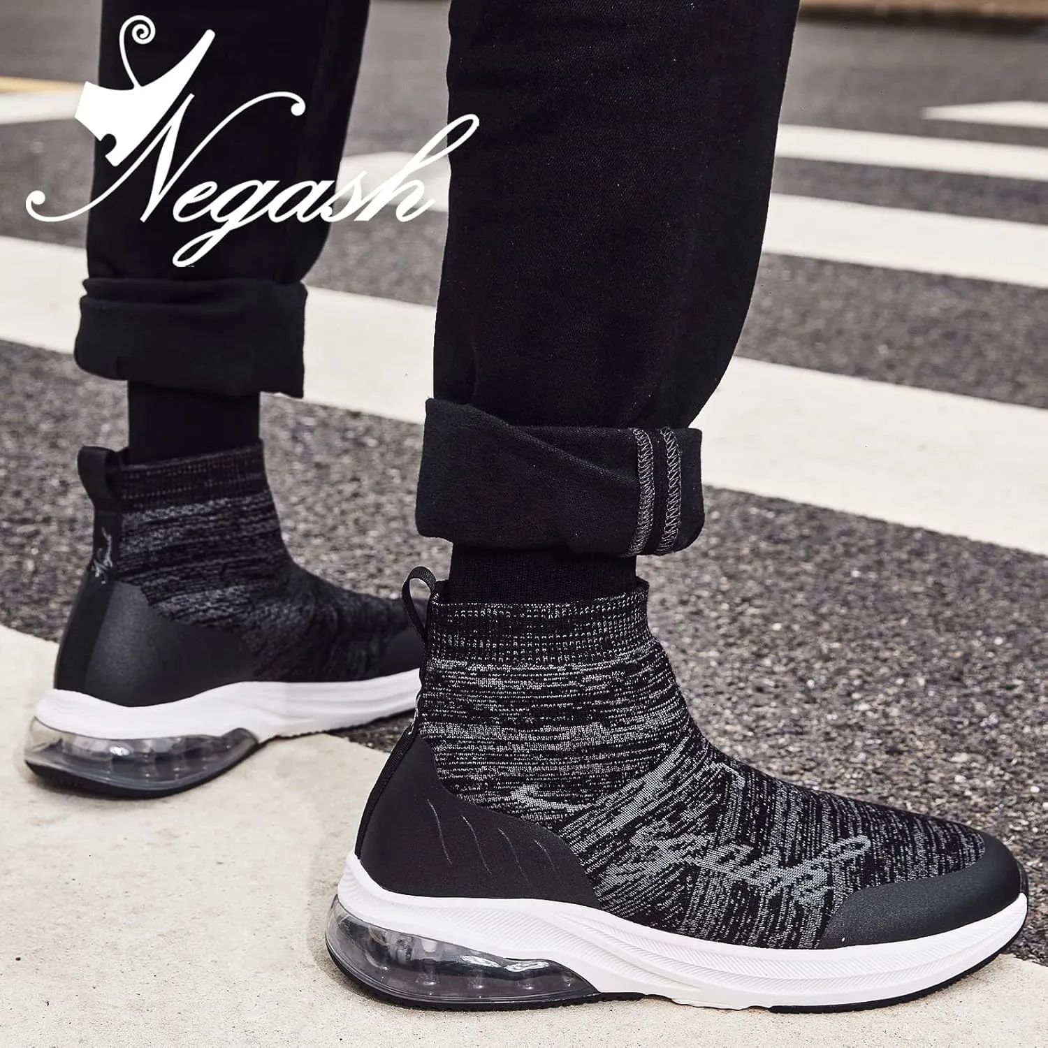 Negash Fashion Sneakers for Men Breathable Sock Shoes for Men Casual Slip On Walking Sneakers Lightweight Running Shoes
