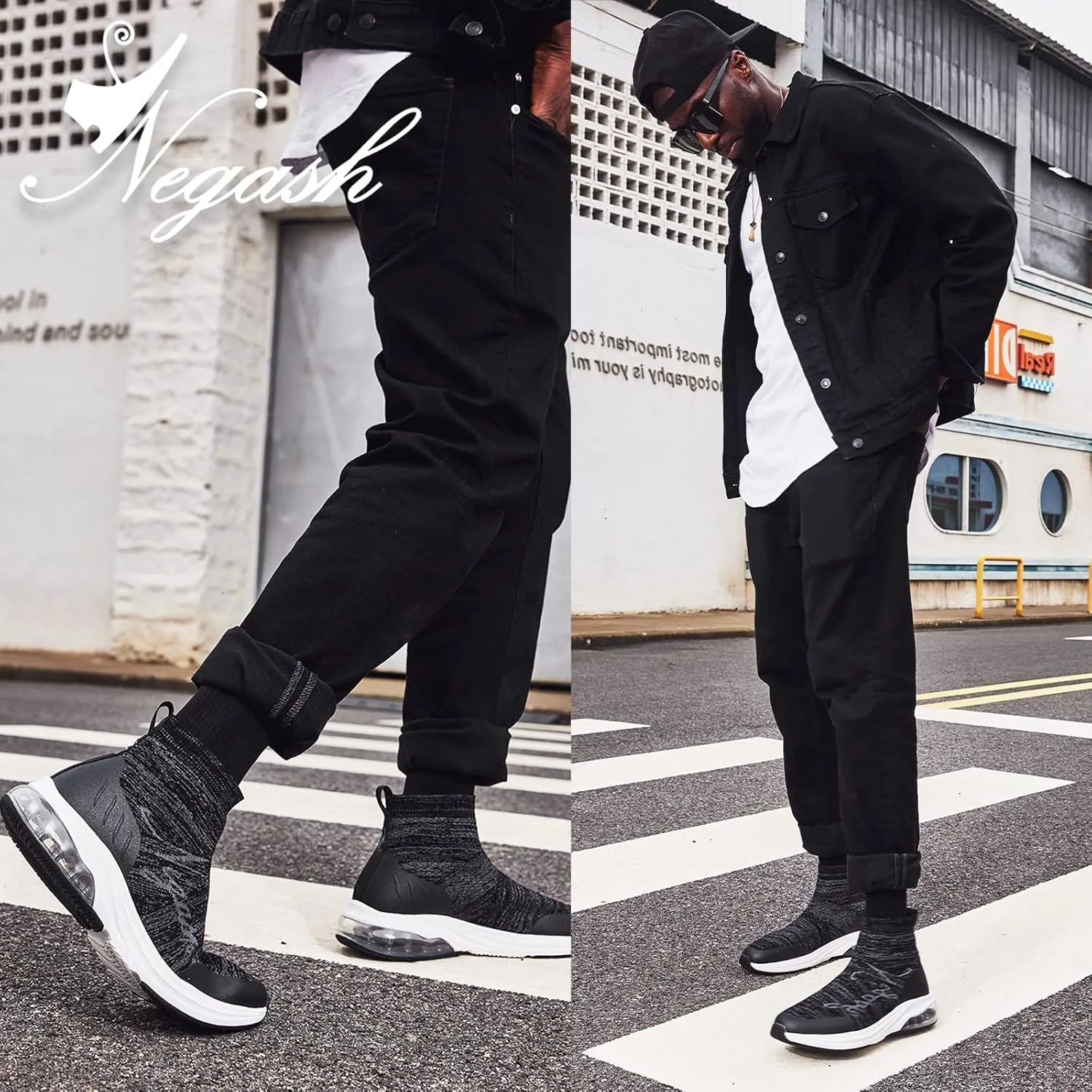 Negash Fashion Sneakers for Men Breathable Sock Shoes for Men Casual Slip On Walking Sneakers Lightweight Running Shoes