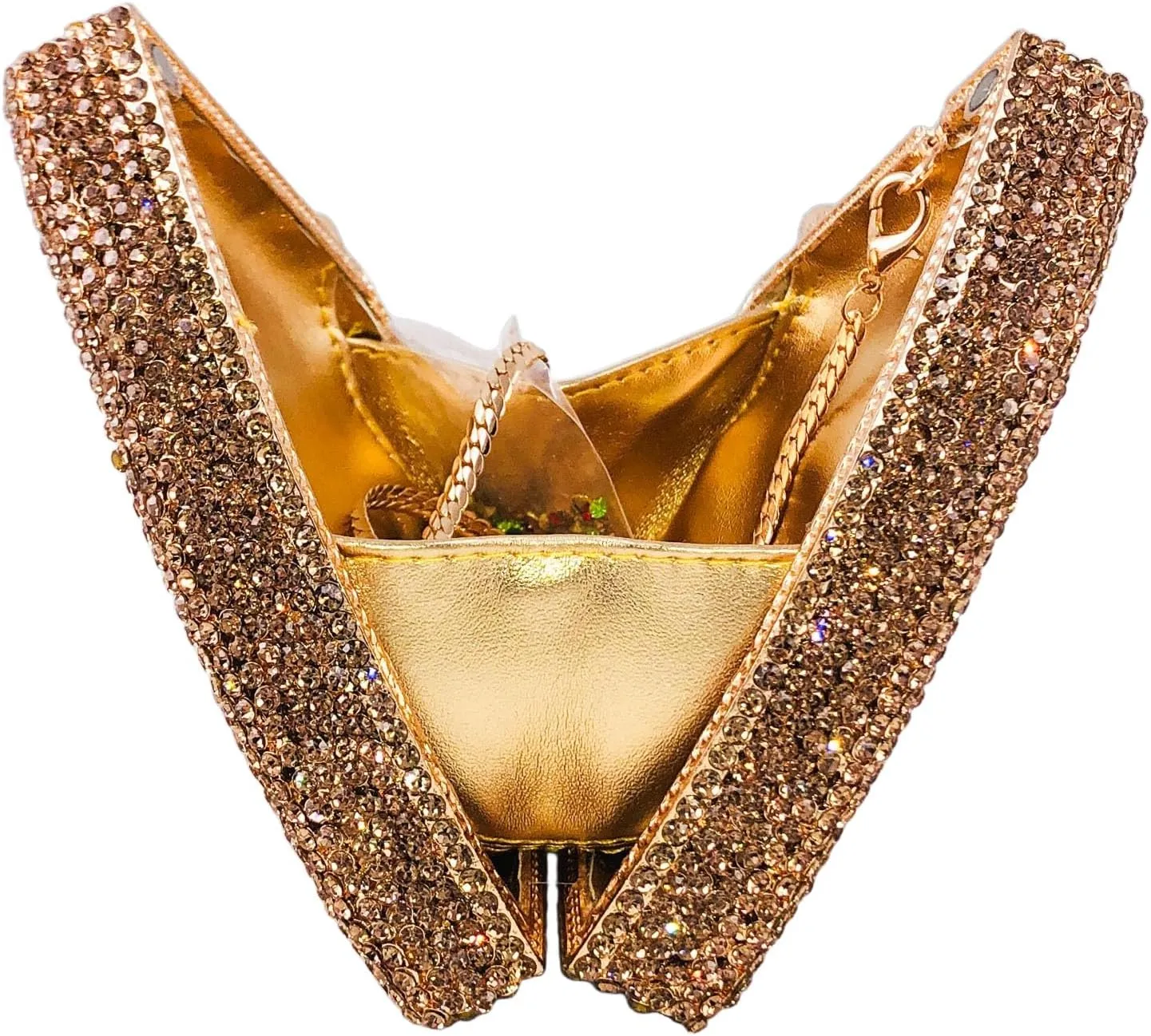 Novelty 3D Pizza Shape Women Crystal Clutch Evening Bag Party Prom Dinner Rhinestone Clutch Purses and Handbags,Mini