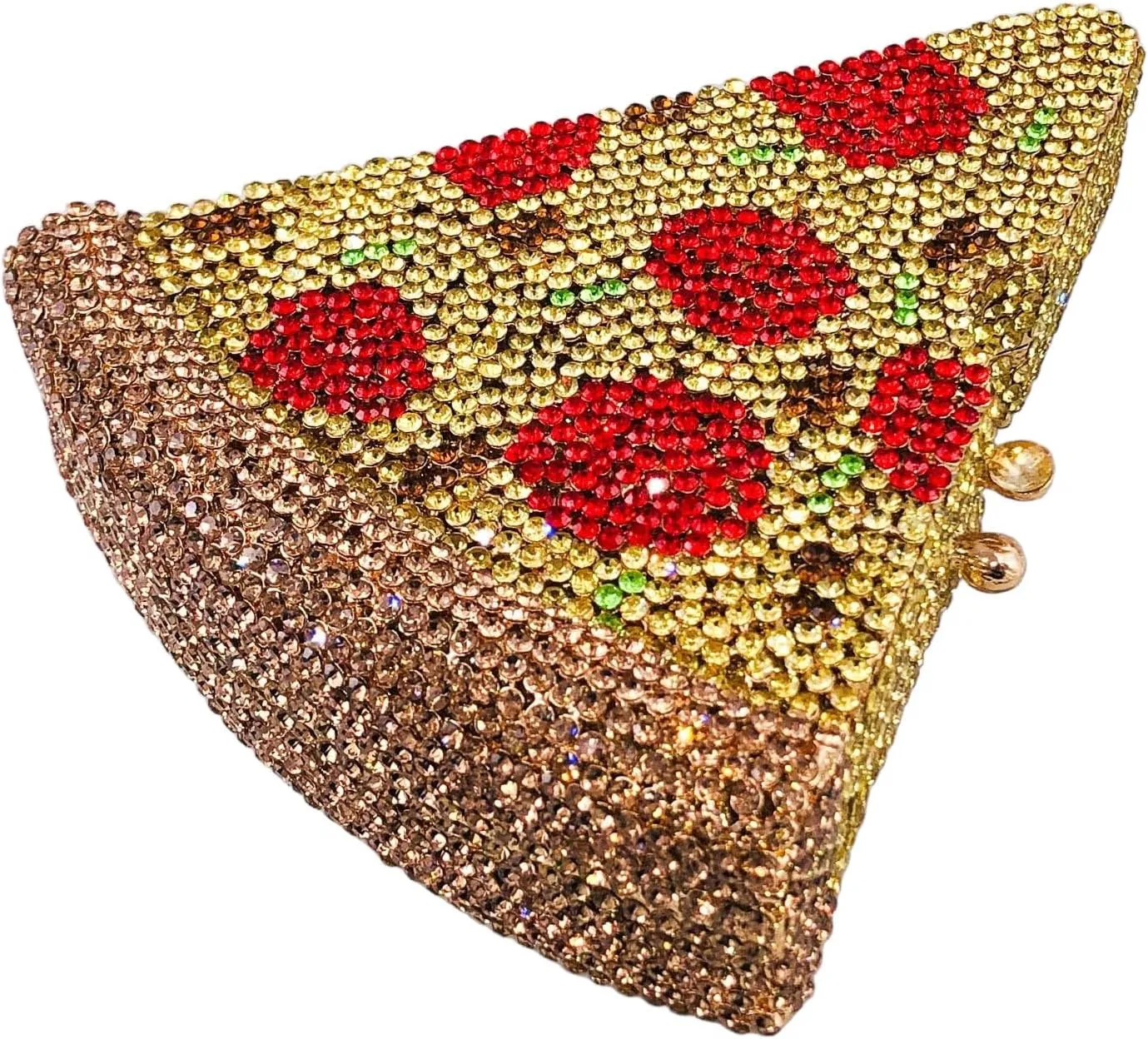 Novelty 3D Pizza Shape Women Crystal Clutch Evening Bag Party Prom Dinner Rhinestone Clutch Purses and Handbags,Mini