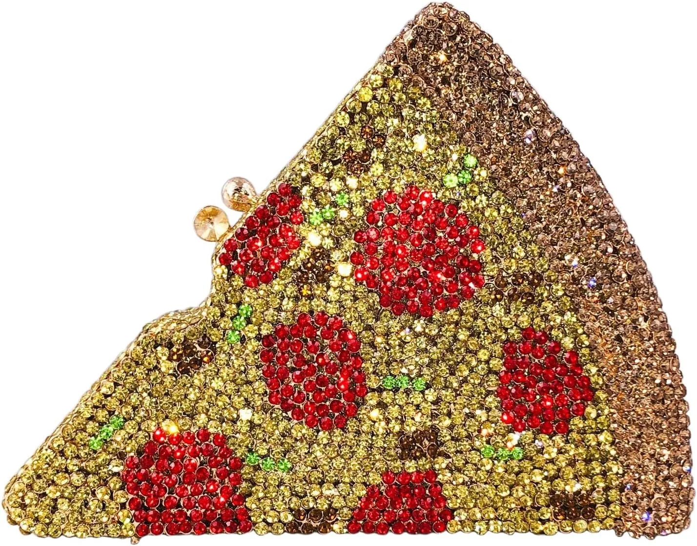Novelty 3D Pizza Shape Women Crystal Clutch Evening Bag Party Prom Dinner Rhinestone Clutch Purses and Handbags,Mini