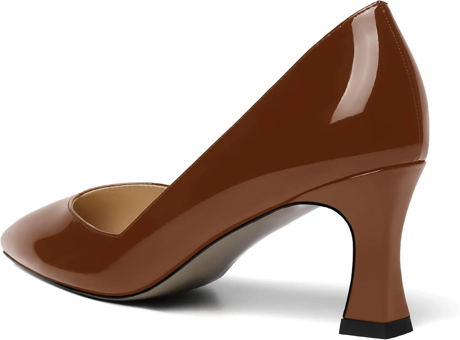 NUMALEO Womens Pointed Toe Patent Dress Slip On Wedding Solid Spool Mid Heel Pumps Shoes 2.5 Inch
