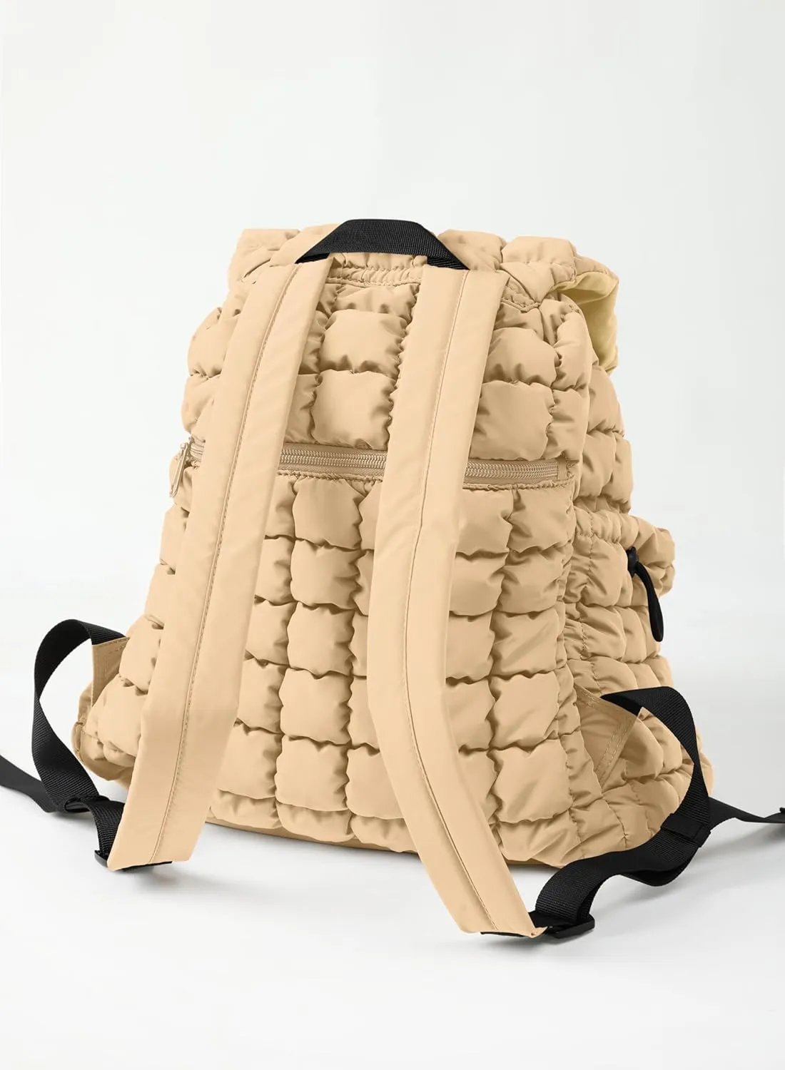 ODODOS Quilted Backpack 2.0 for Women Lightweight Puffer Hiker Pack Drawstring Padding Travel Gym Bag, Beige