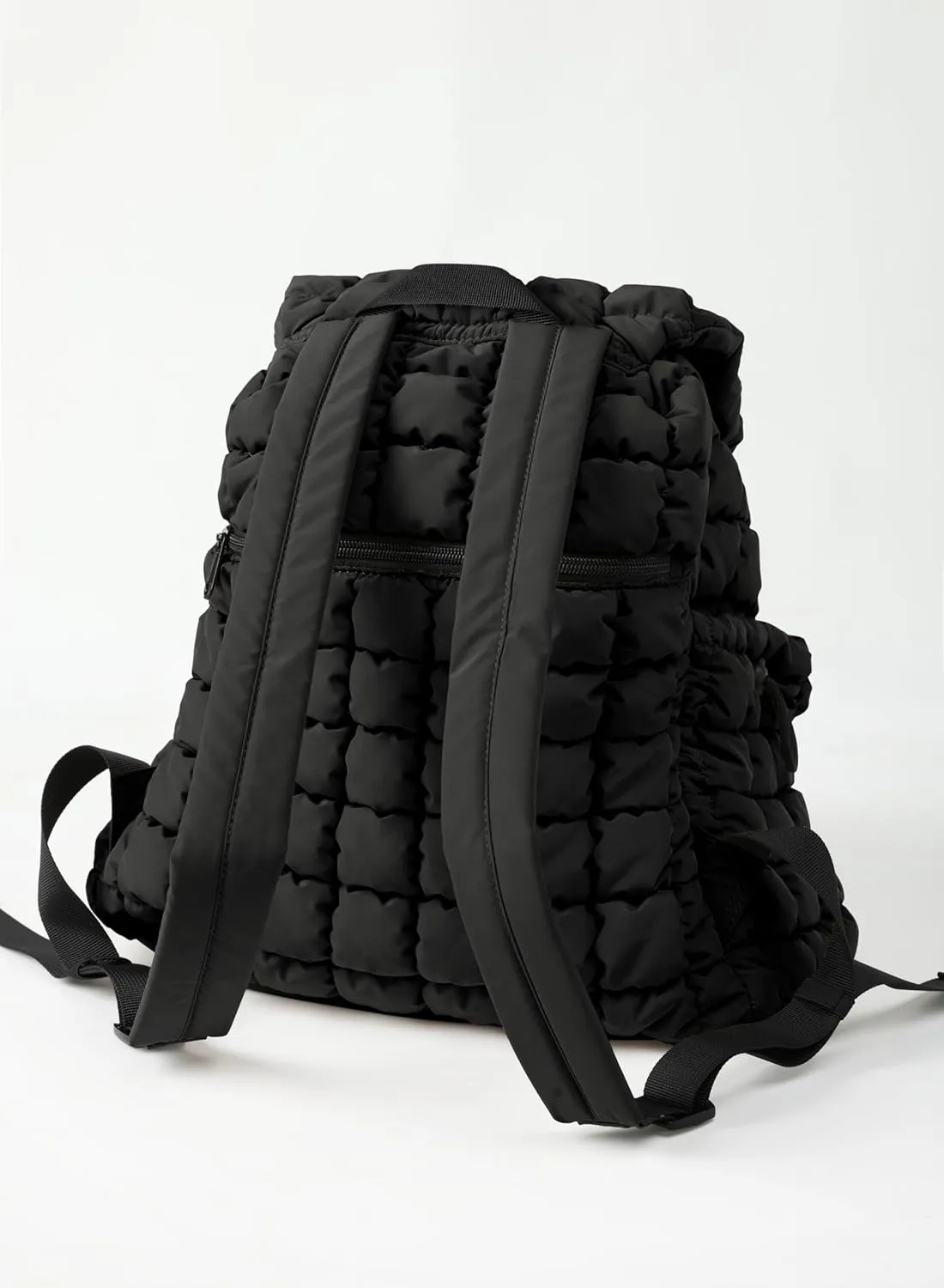 ODODOS Quilted Backpack 2.0 for Women Lightweight Puffer Hiker Pack Drawstring Padding Travel Gym Bag, Black