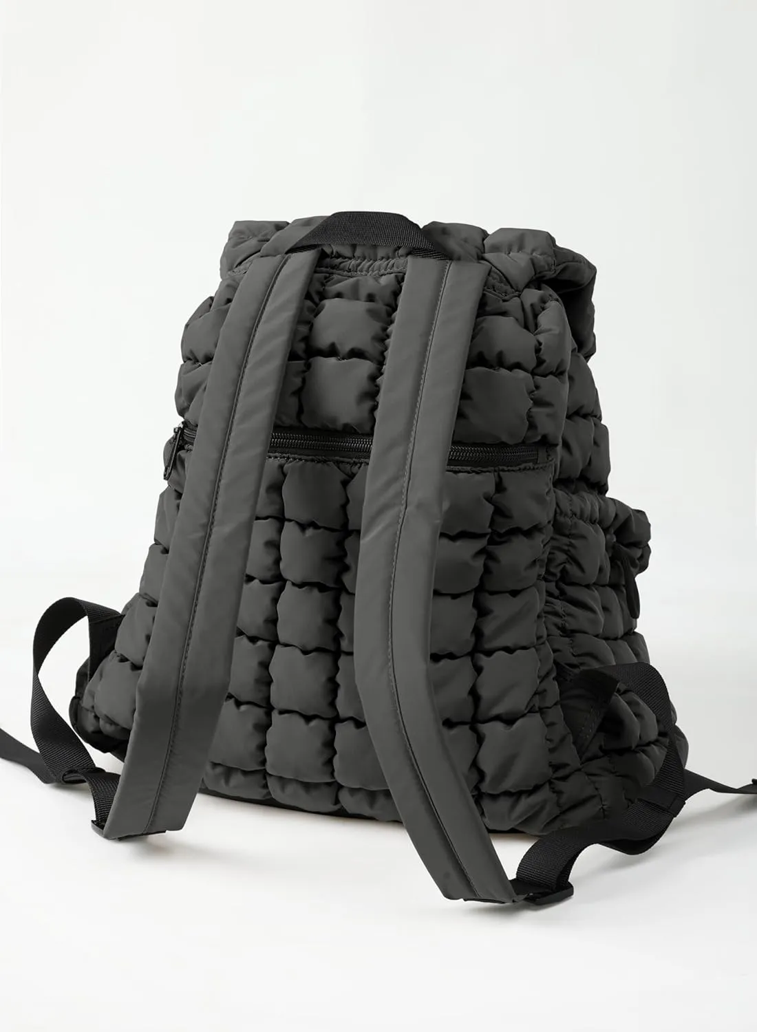 ODODOS Quilted Backpack 2.0 for Women Lightweight Puffer Hiker Pack Drawstring Padding Travel Gym Bag, Charcoal