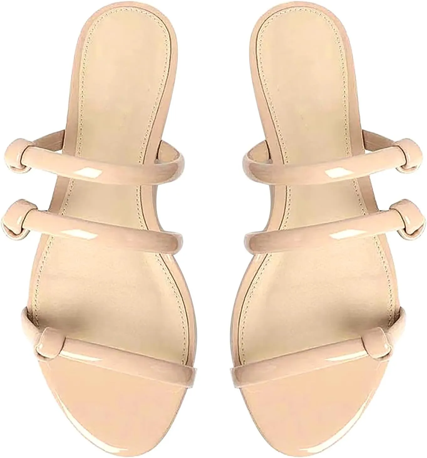 oiangi Sandals Women Dressy Summer Flat Slip on Slides Solid Color Three Straps Knot Slippers Lightweight Comfortable Outdoor Casual Ladies Beach Shoes