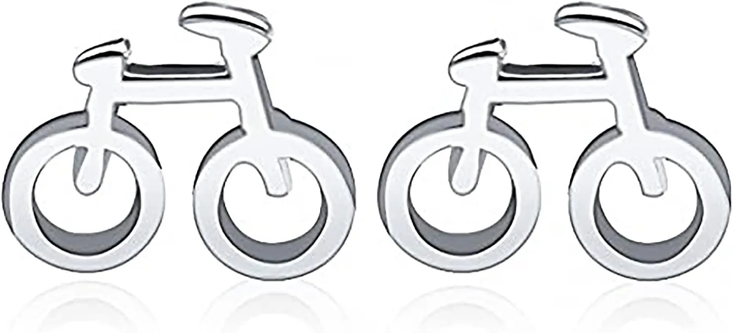 Olbye Bike Earrings Silver Bicycle Earrings Dainty Small Studs Earrings Everyday Earrings Jewelry for Women