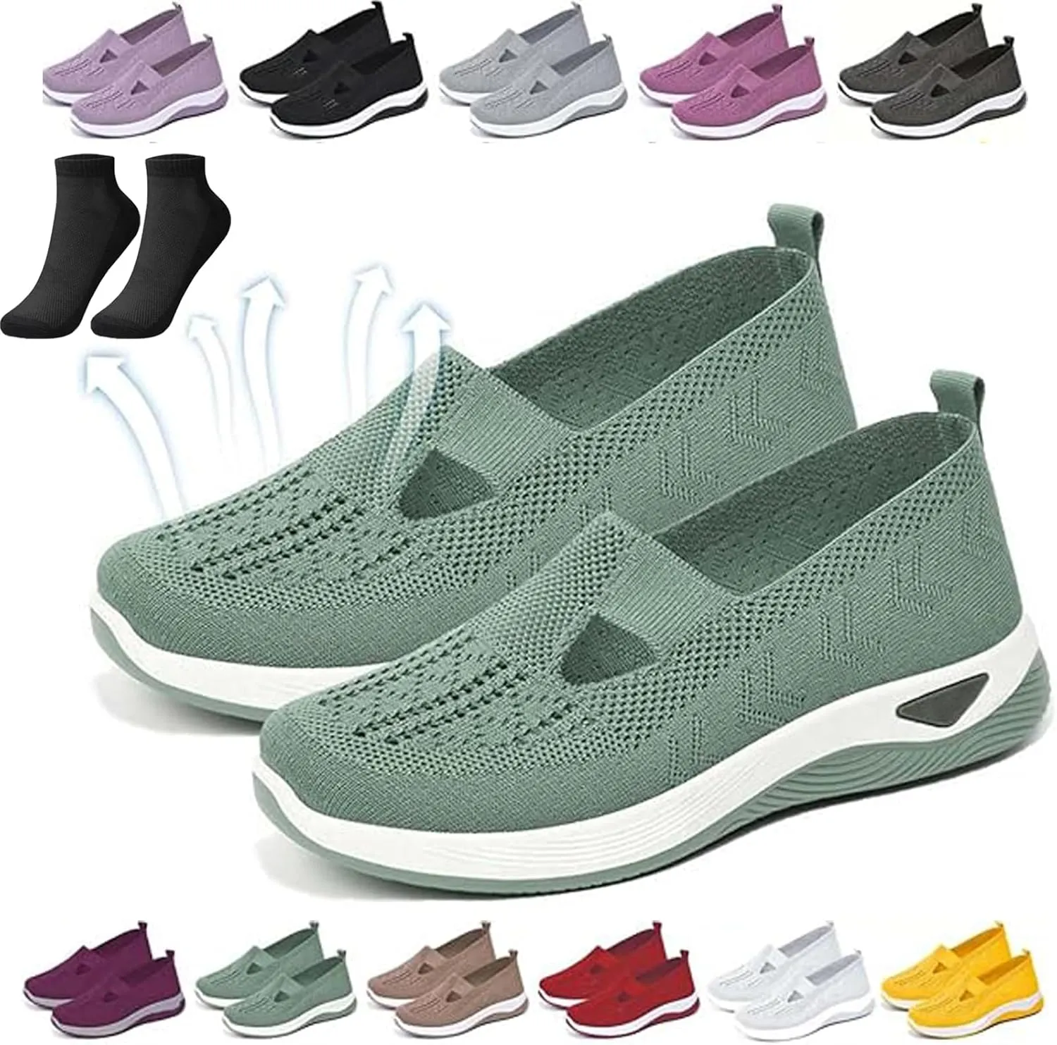 Orthopedic All-Day Comfort Sneakers, Selleren Orthopedic Shoe,Women's Casual Breathable Slip On Orthopaedic Walking Sneakers, Orthopedics Shoes for Women, Nurse Shoes Arch Support Sneakers