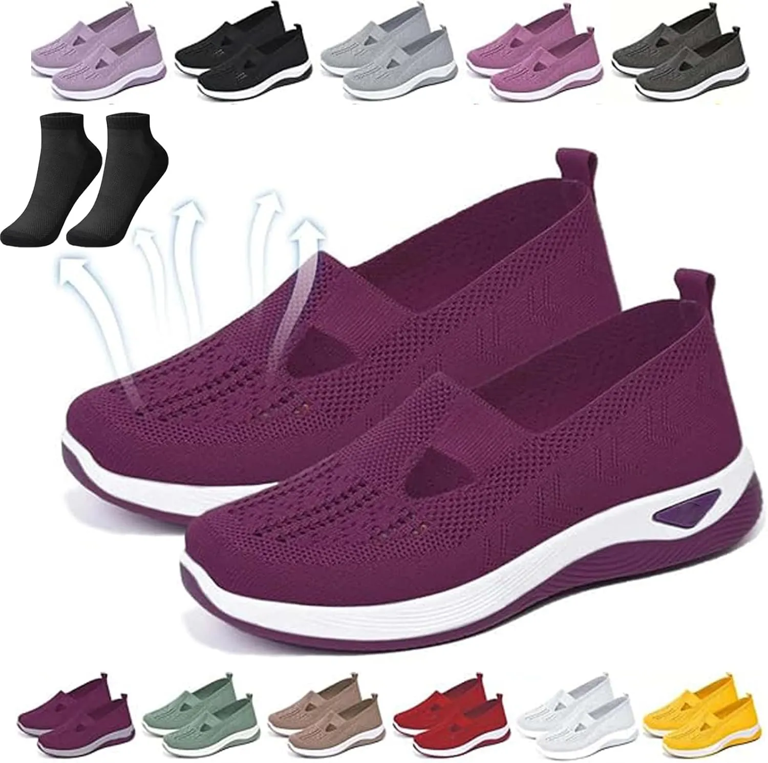 Orthopedic All-Day Comfort Sneakers, Selleren Orthopedic Shoe,Women's Casual Breathable Slip On Orthopaedic Walking Sneakers, Orthopedics Shoes for Women, Nurse Shoes Arch Support Sneakers