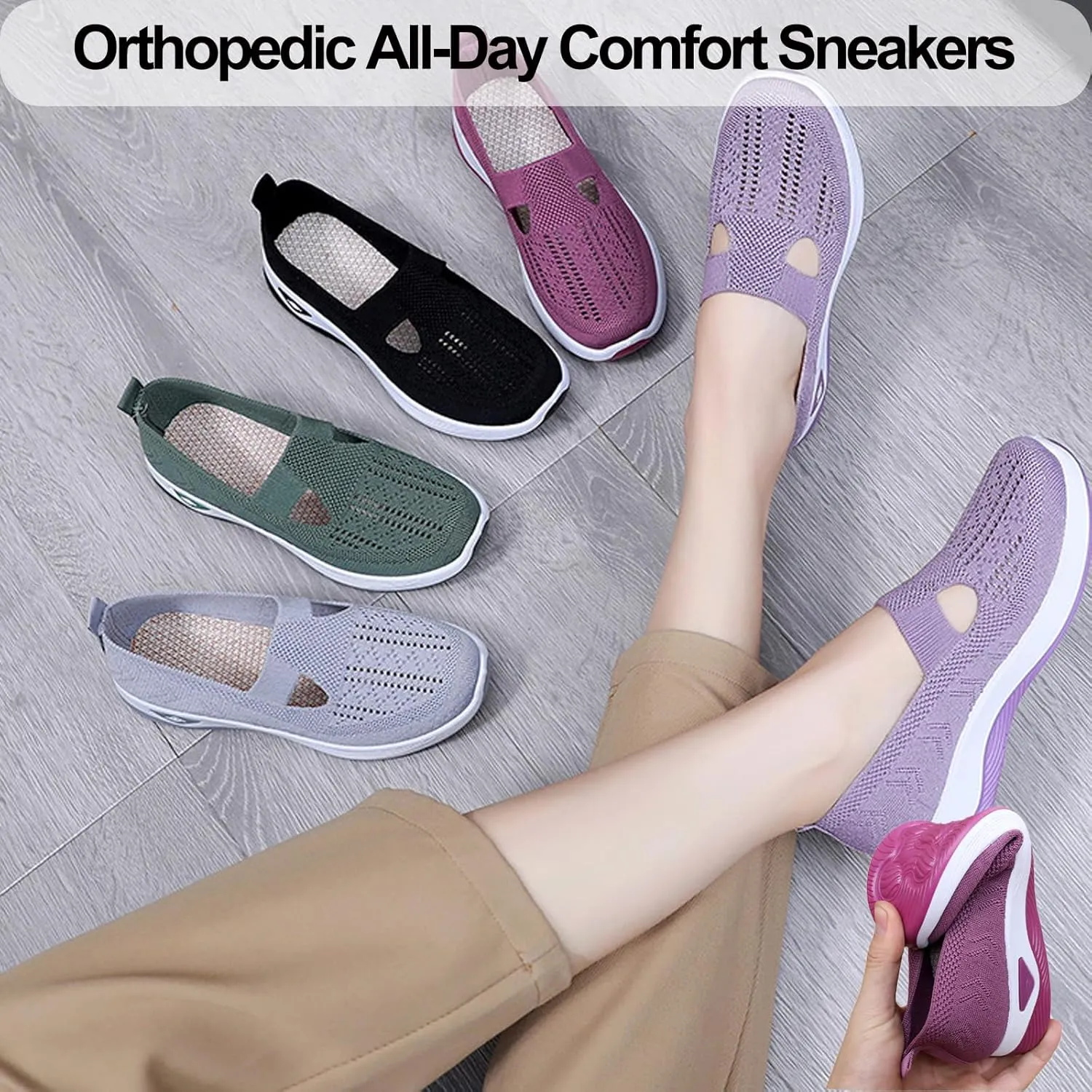 Orthopedic All-Day Comfort Sneakers, Selleren Orthopedic Shoe,Women's Casual Breathable Slip On Orthopaedic Walking Sneakers, Orthopedics Shoes for Women, Nurse Shoes Arch Support Sneakers